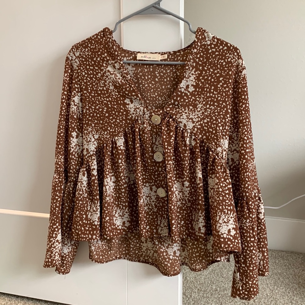 Brown Long-sleeve Top